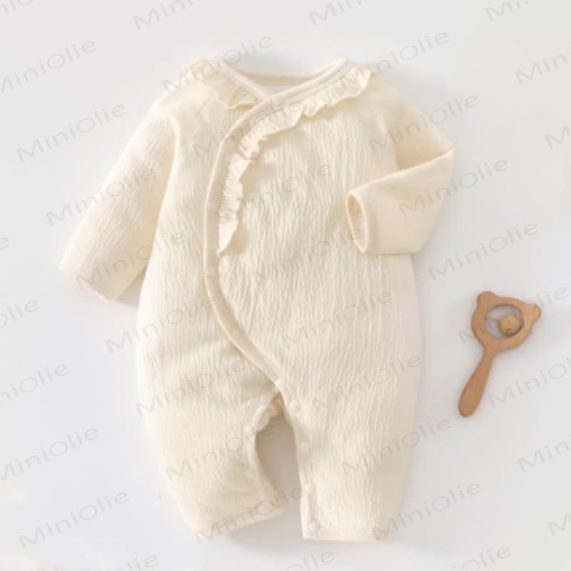 Baby Ruffled Solid Color Quilted Romper - Beige - 18-24M - image 2