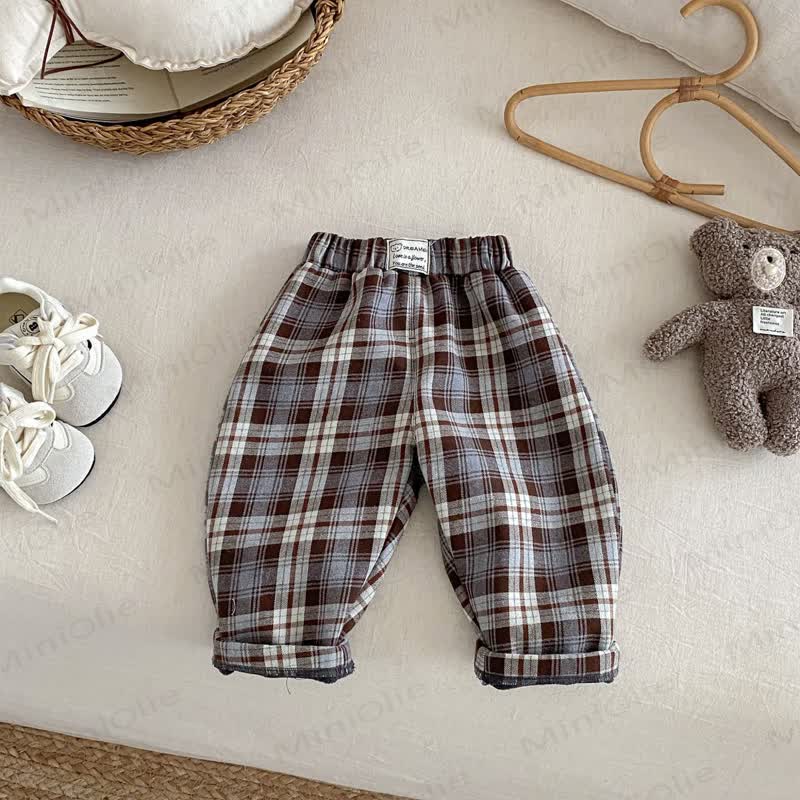 Baby Toddler Plaid Fleece Jogger Pants - Plaid - 5-7T - image 1