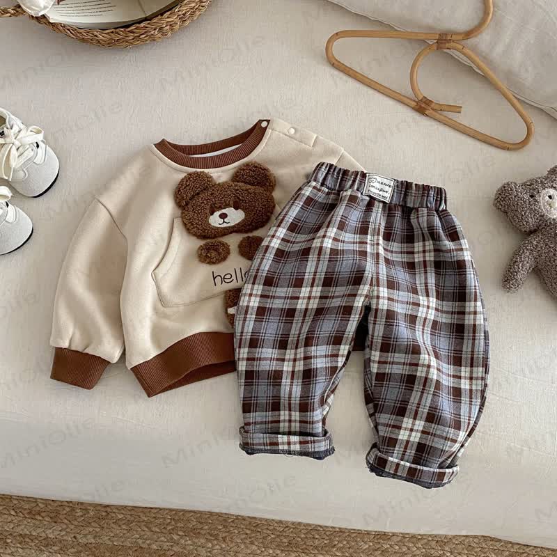 Baby Toddler Plaid Fleece Jogger Pants - image 5
