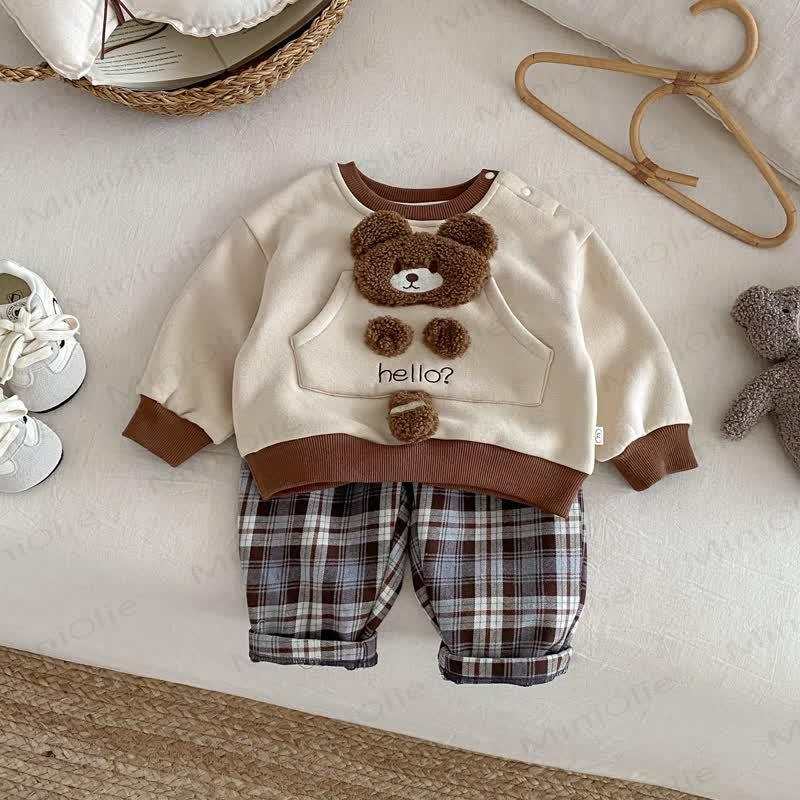 Baby Toddler Plaid Fleece Jogger Pants - image 4