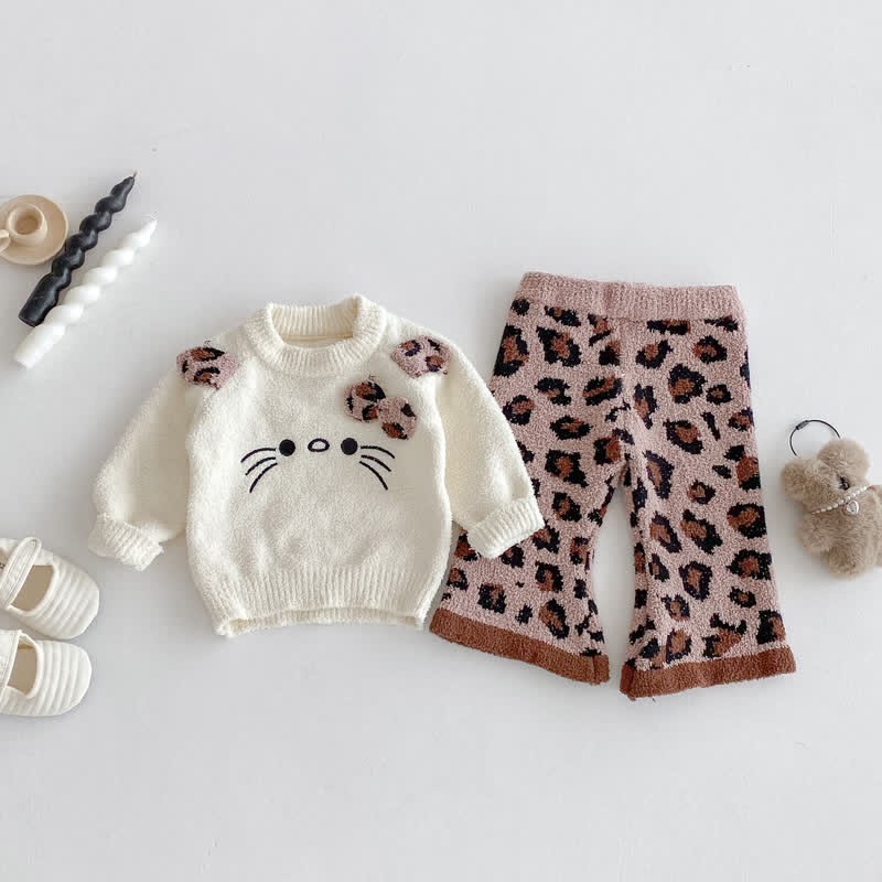 Baby Toddler Girls Leopard Cat Bow 2-piece Set - image 5