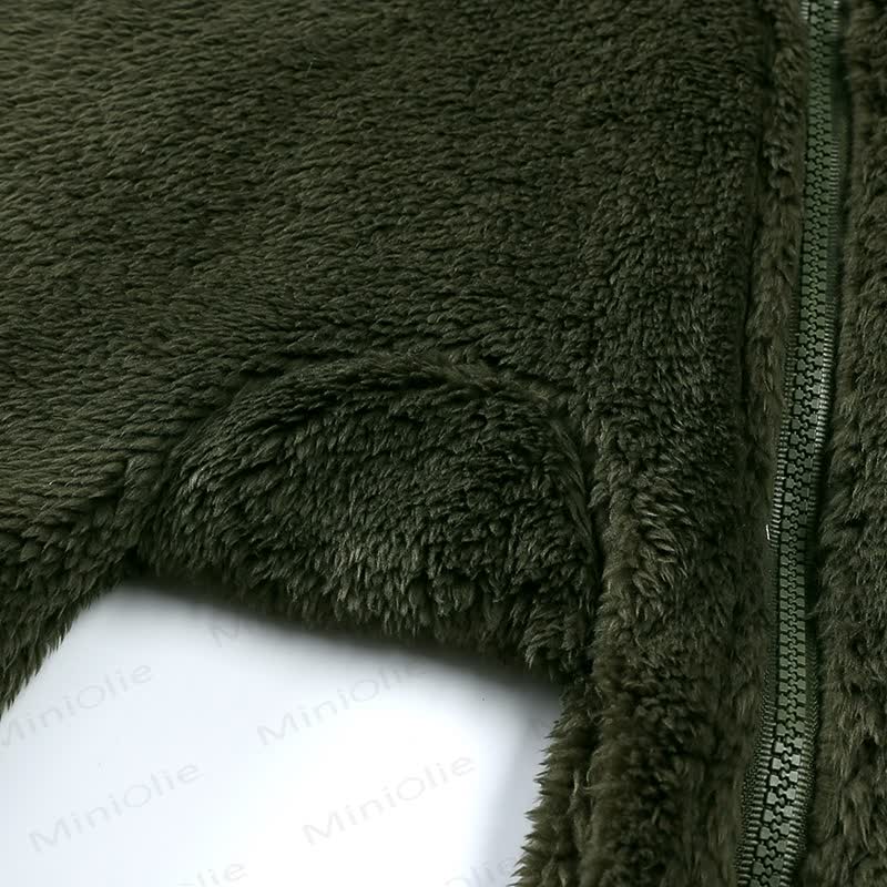 Baby Fleece Solid Color Hooded Romper - image 12