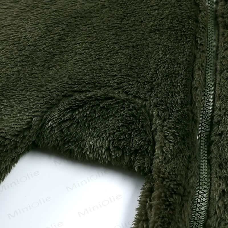 Baby Fleece Solid Color Hooded Romper - image 12