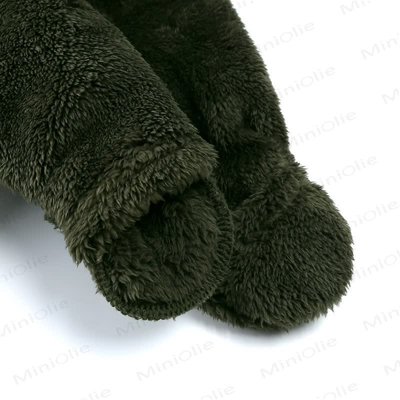 Baby Fleece Solid Color Hooded Romper - image 11