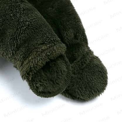 Baby Fleece Solid Color Hooded Romper - image 11