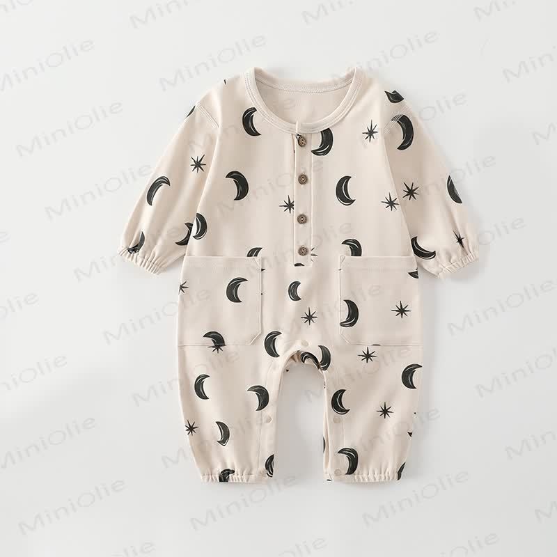 Baby Moon Dots Pajamas Romper - Beige Moon - 2-3T - image 7