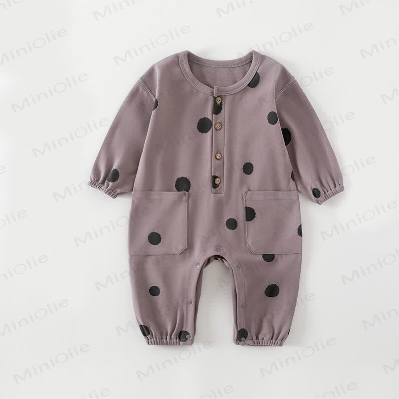 Baby Moon Dots Pajamas Romper - Purple Dot - 2-3T - image 5