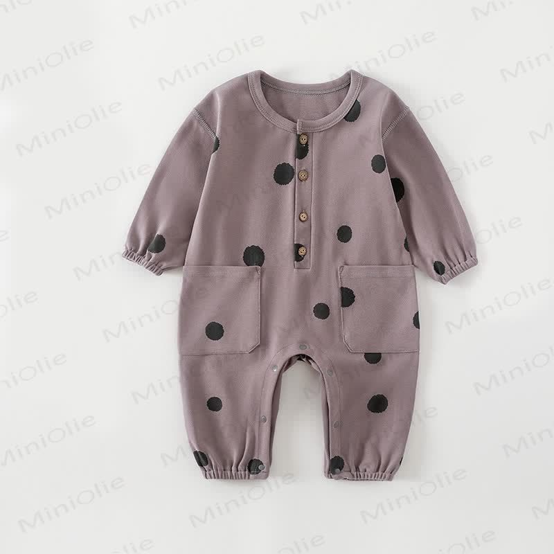 Baby Moon Dots Pajamas Romper - Purple Dot - 2-3T - image 5