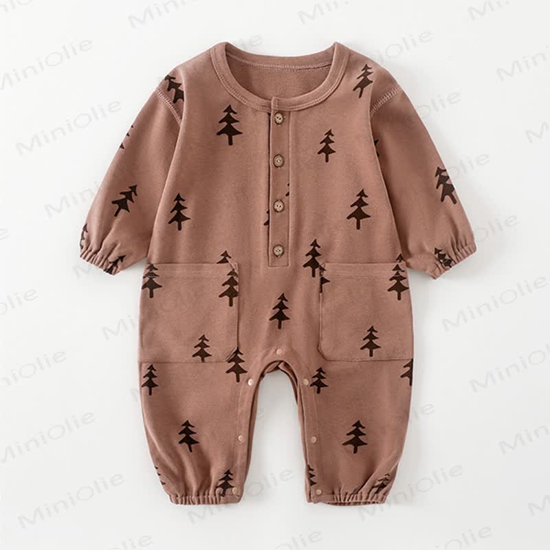 Baby Moon Dots Pajamas Romper - Brown Tree - 2-3T - image 4