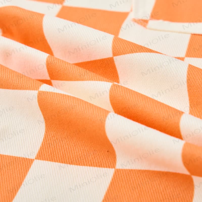 Baby Toddler Orange Checkerboard White Overalls  - image 6
