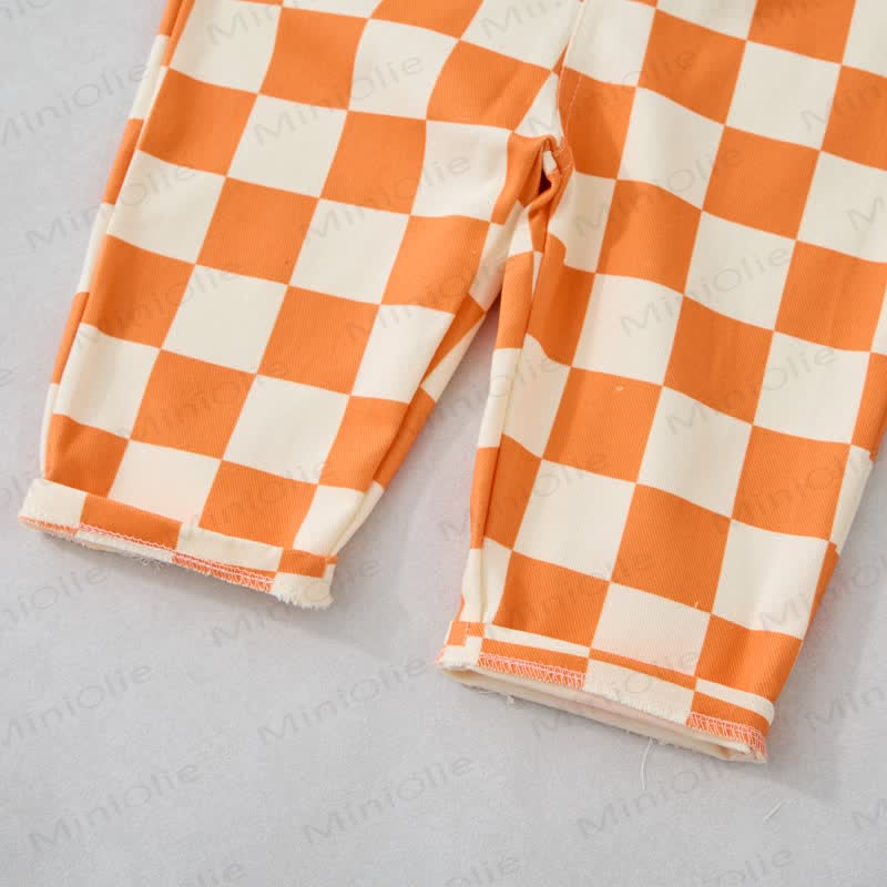 Baby Toddler Orange Checkerboard White Overalls  - image 5