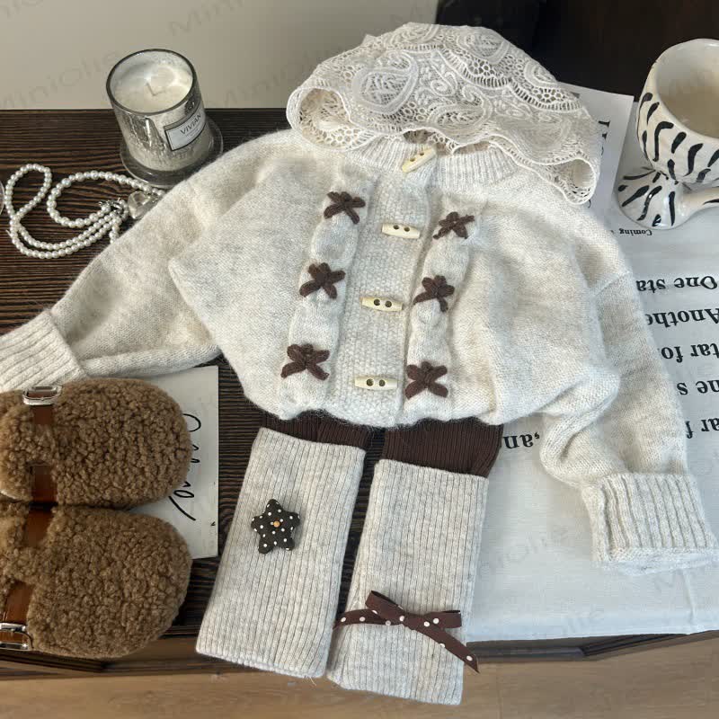 Toddler Kid Girl Lace White Sweater/Leggings - Leggings - 12Y - image 2