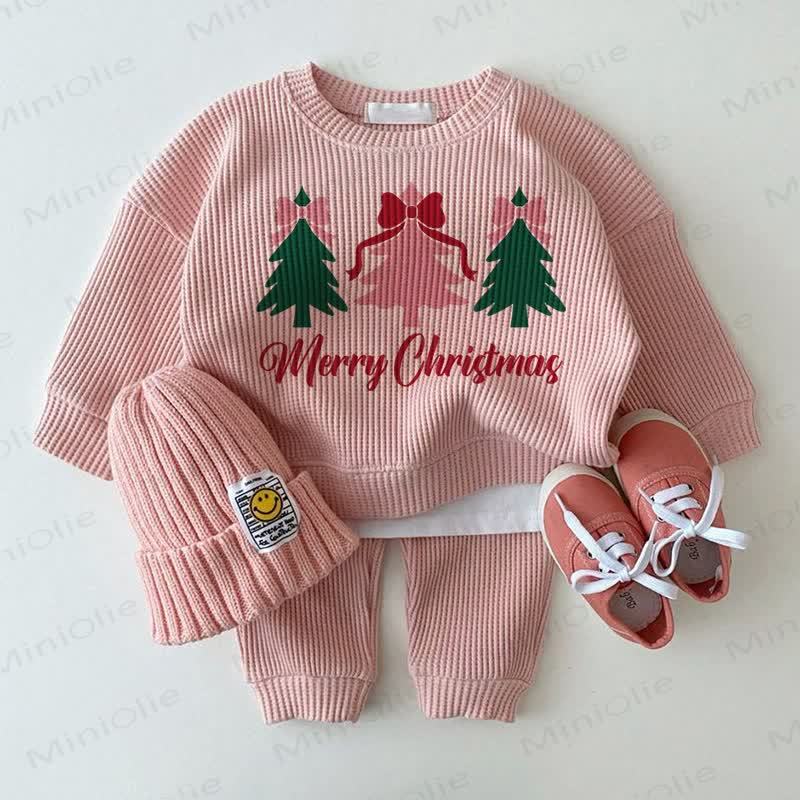 MERRY CHRISTMAS Baby Pink Tree Bow 2-Piece Set - Pink - 2-3T - image 1