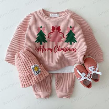 MERRY CHRISTMAS Baby Pink Tree Bow 2-Piece Set - Pink - 2-3T - image 1