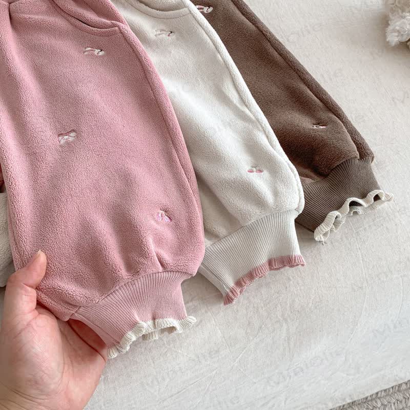 Baby Toddler Girl Embroidered Bow Rabbit Fleece Jogger Pants - image 9