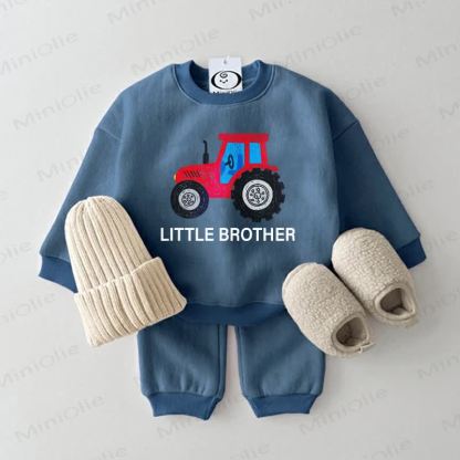 LITTLE BROTHER Baby Excavator Sweatsuit 2-piece Set - Blue - 2-3T - image 1