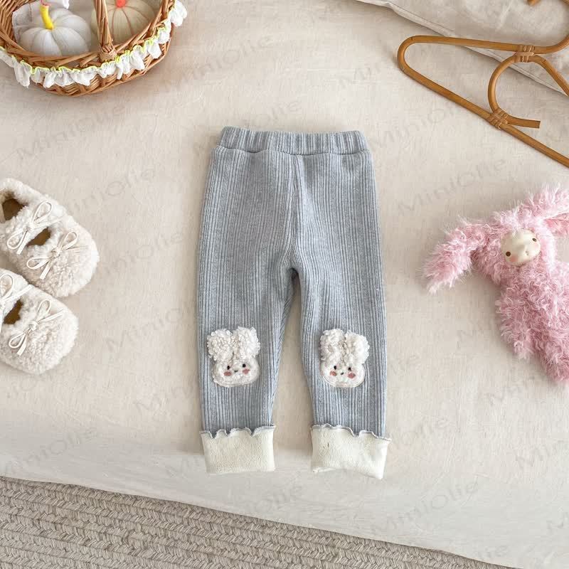Baby Toddler Girl Rabbit Solid Color Quilted Leggings - Grey - 5-7T - image 2