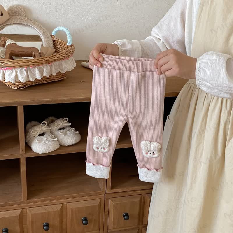 Baby Toddler Girl Rabbit Solid Color Quilted Leggings - image 6