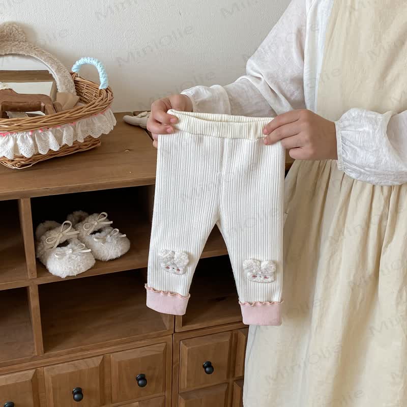 Baby Toddler Girl Rabbit Solid Color Quilted Leggings - image 4