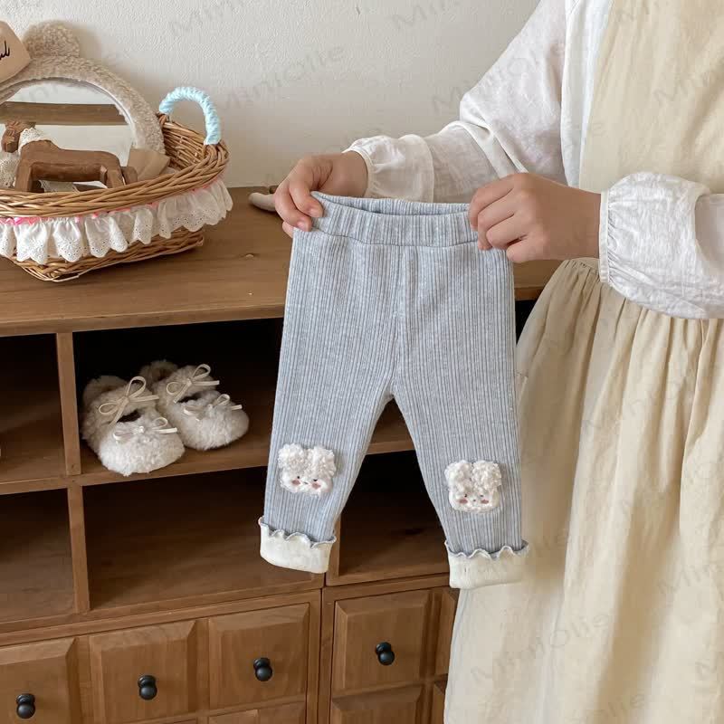 Baby Toddler Girl Rabbit Solid Color Quilted Leggings - image 5