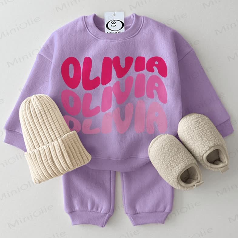 OLIVIA OLIVIA OLIVIA Baby Slogan 2-piece Purple Set - Purple - 2-3T - image 1
