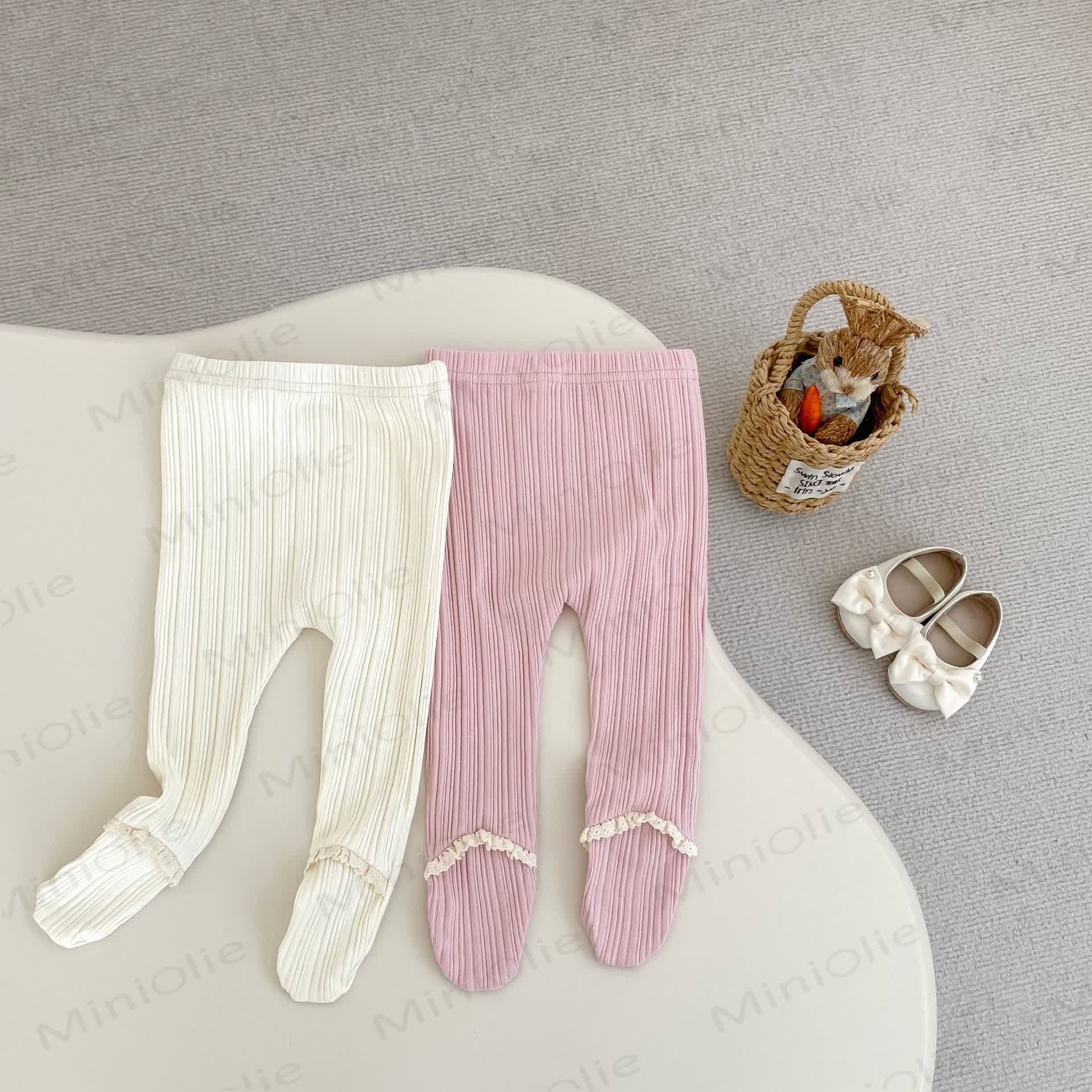 Baby Toddler Girl Solid Color Lace Leggings - image 1