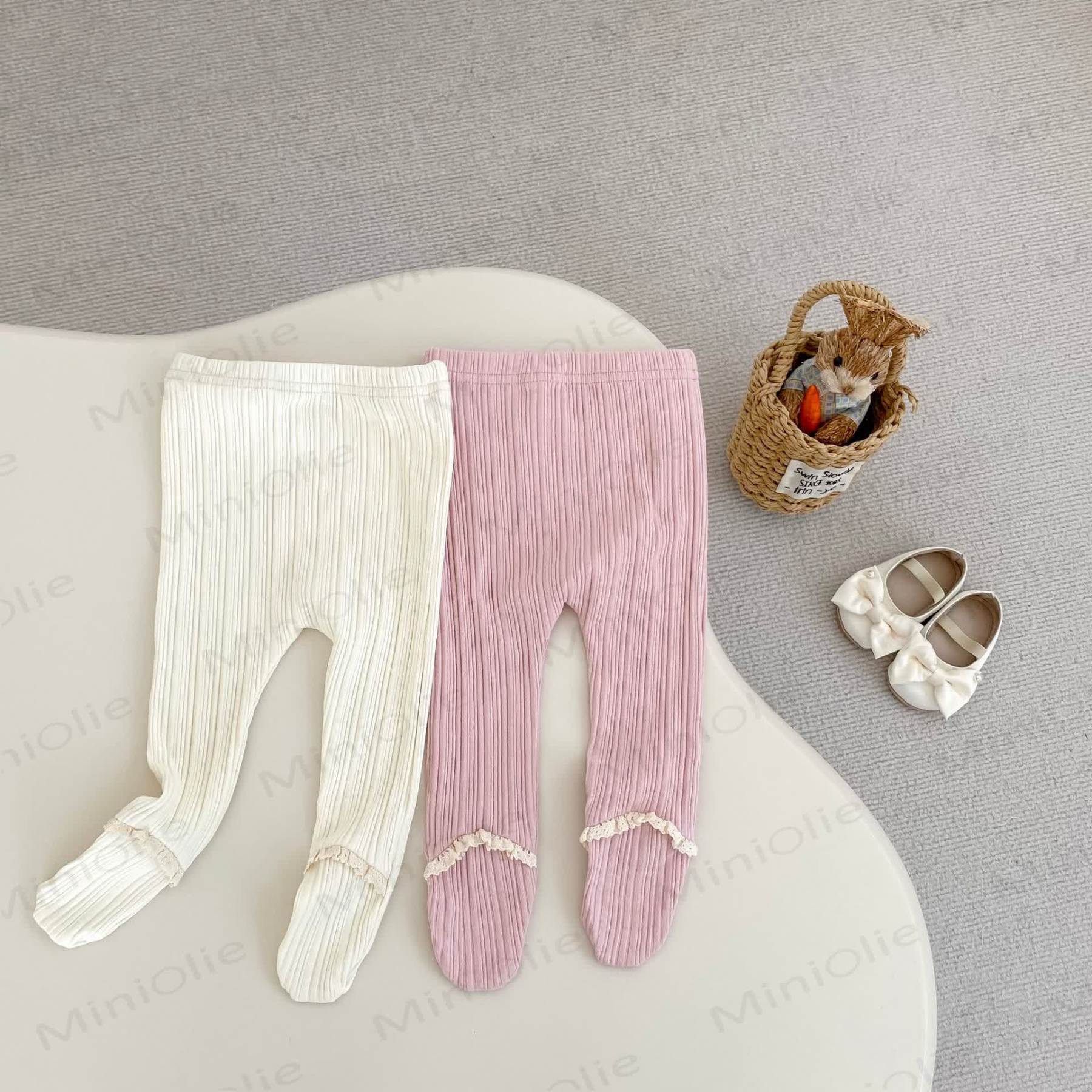 Baby Toddler Girl Solid Color Lace Leggings - image 1