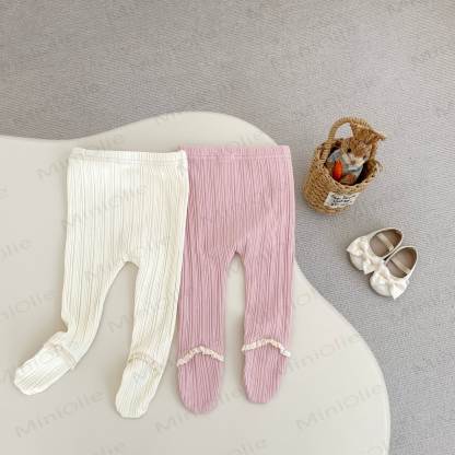 Baby Toddler Girl Solid Color Lace Leggings - image 1