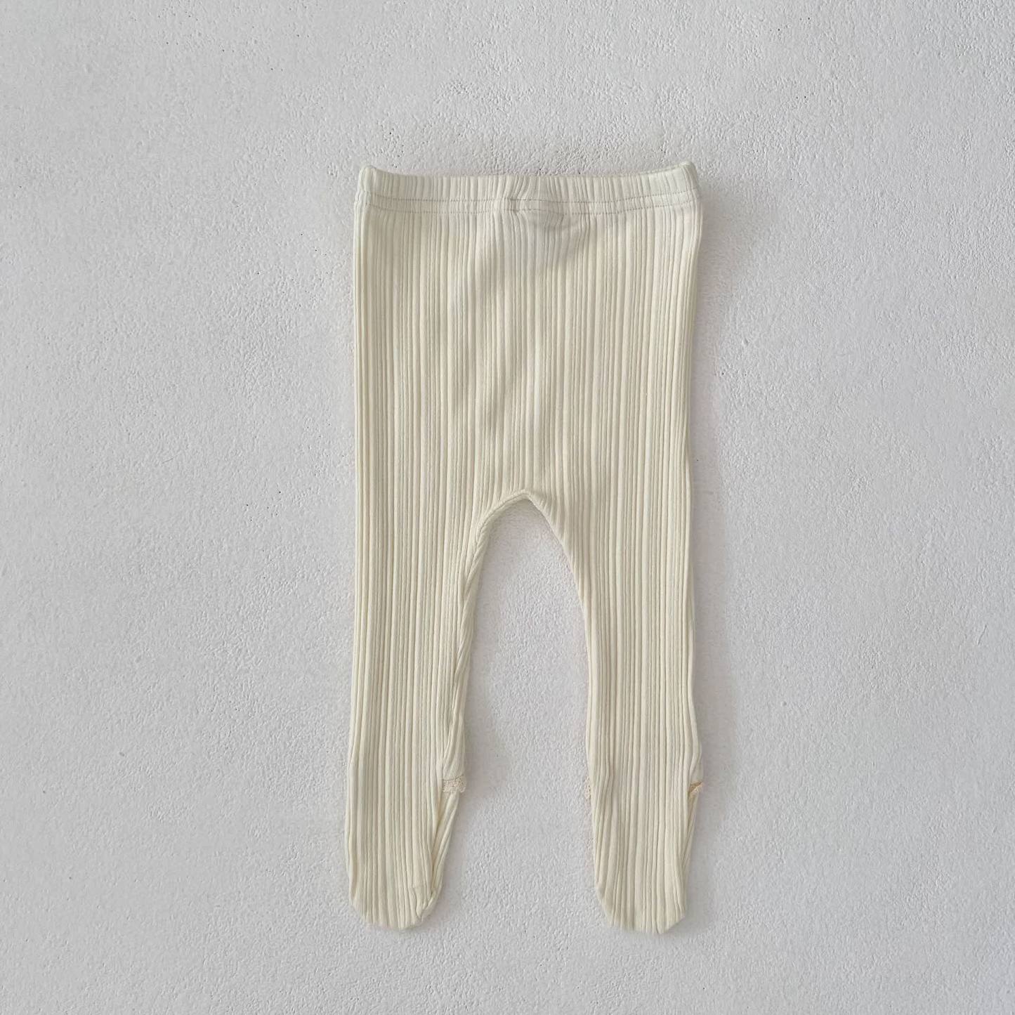 Baby Toddler Girl Solid Color Lace Ribbed Leggings - Beige - 2-3T - image 6