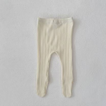 Baby Toddler Girl Solid Color Lace Ribbed Leggings - Beige - 2-3T - image 6