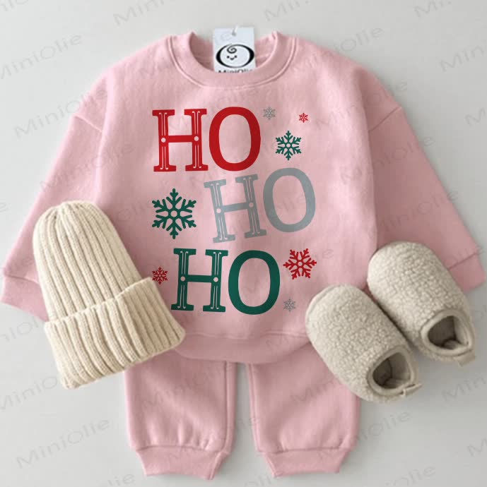 HO HO HO Baby Snowflake Sweatshirt 2-piece Pink Set - Pink - 2-3T - image 1