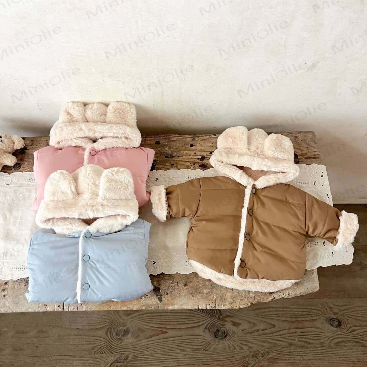 Baby Fleece Lined Solid Color Hooded Jacket - image 11