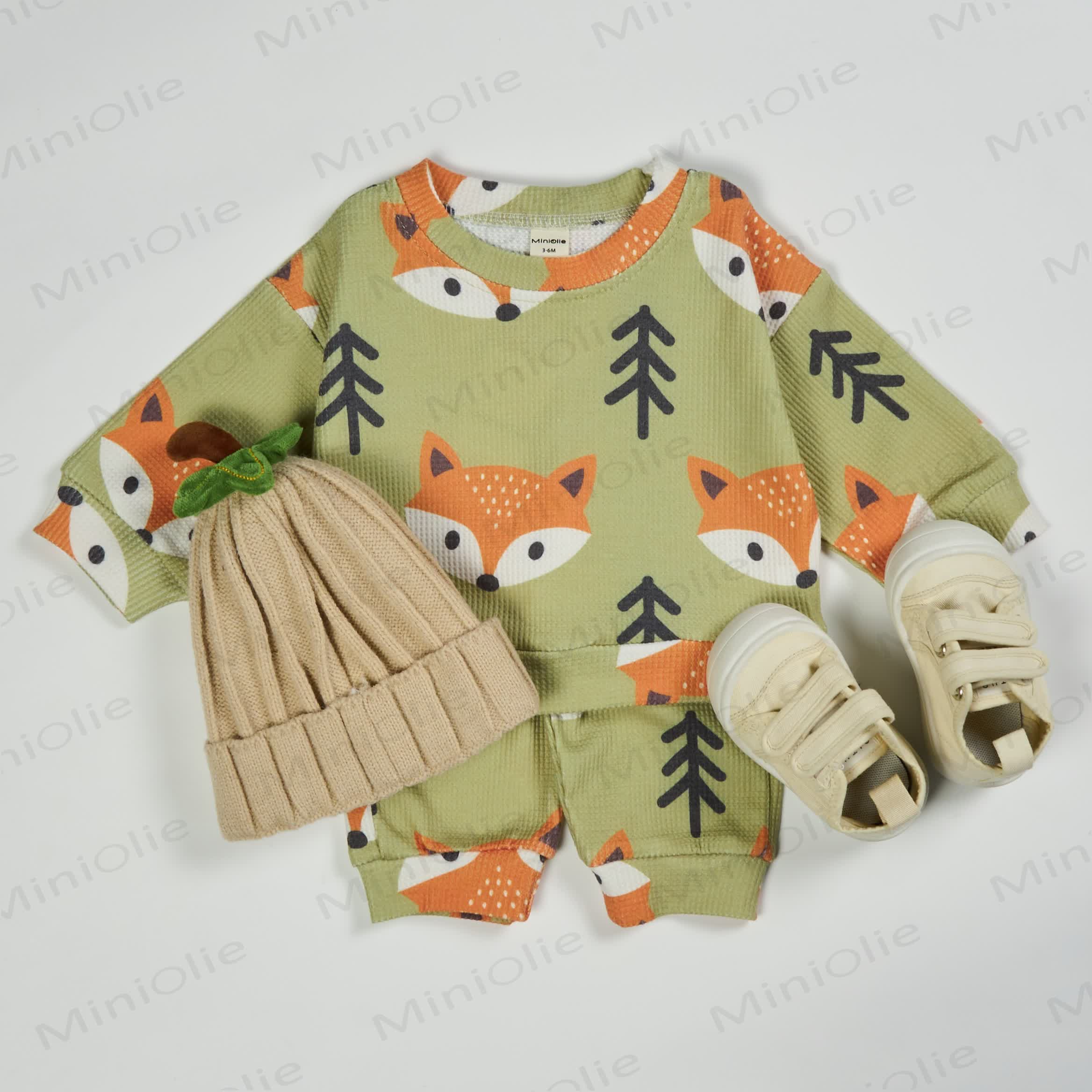 Baby Toddler Fox Green Waffle 2-piece Set - image 2