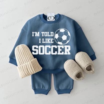 I'M TOLD I LIKE SOCCER Baby Sweatsuit 2-piece Set - Blue - 2-3T - image 1