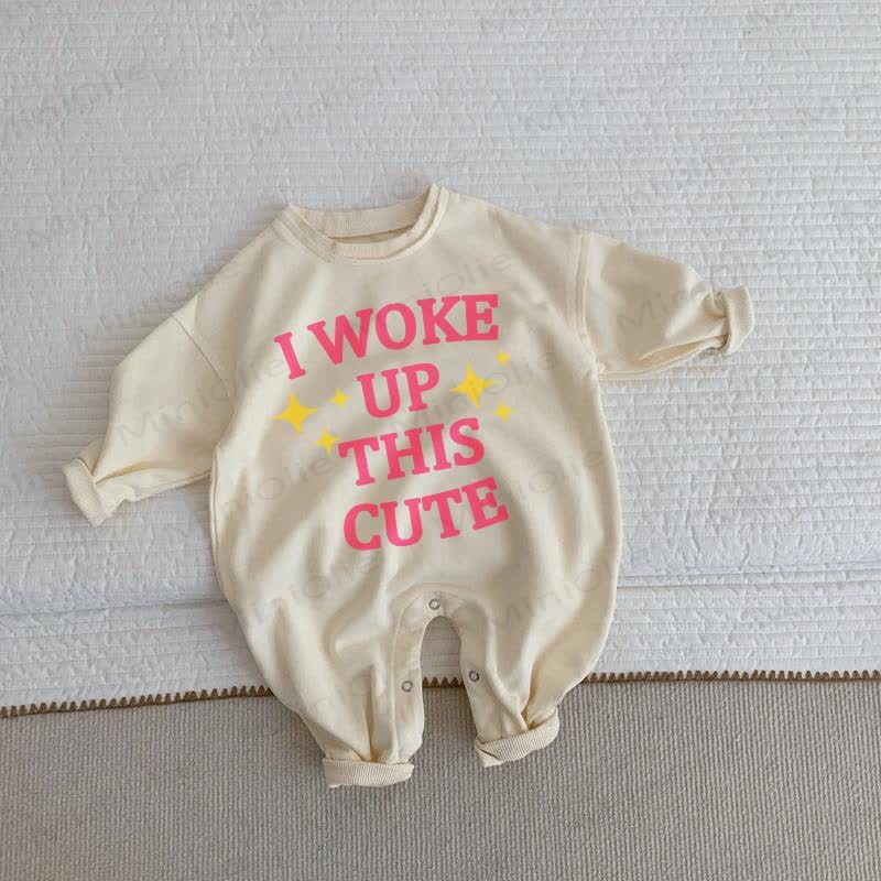 I WOKE UP THIS  CUTE Baby Beige Romper - Beige - 2-3T - image 1