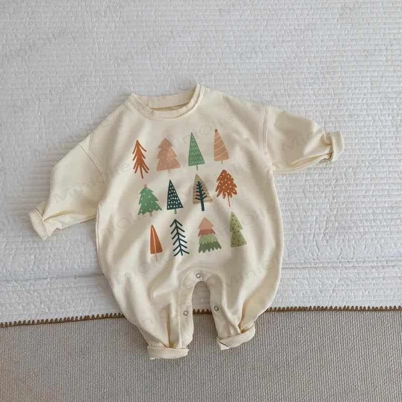 Baby Beige Christmas Tree Romper - Beige - 2-3T - image 1