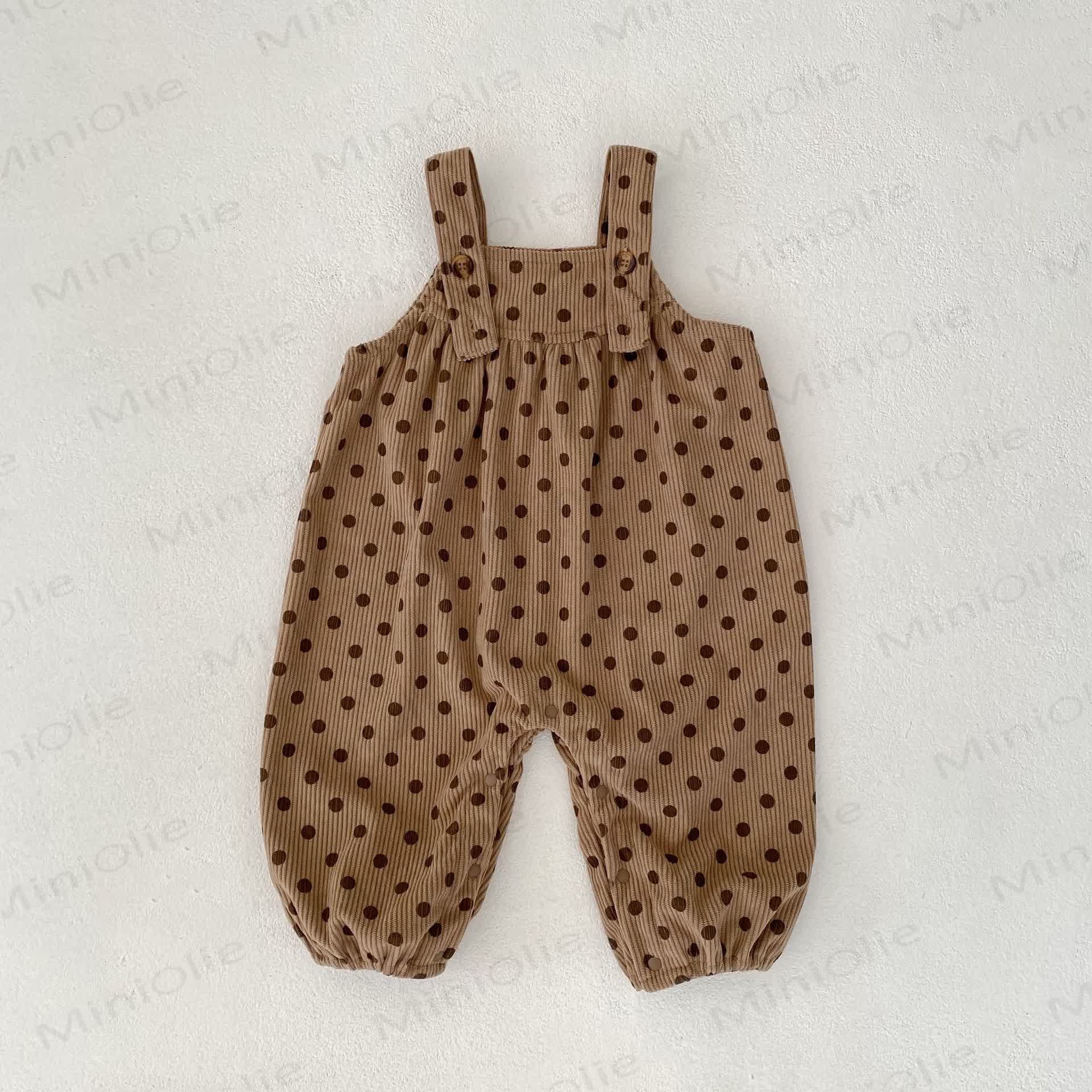 Baby Girl Polka Dot Overalls - Brown - 2-3T - image 2