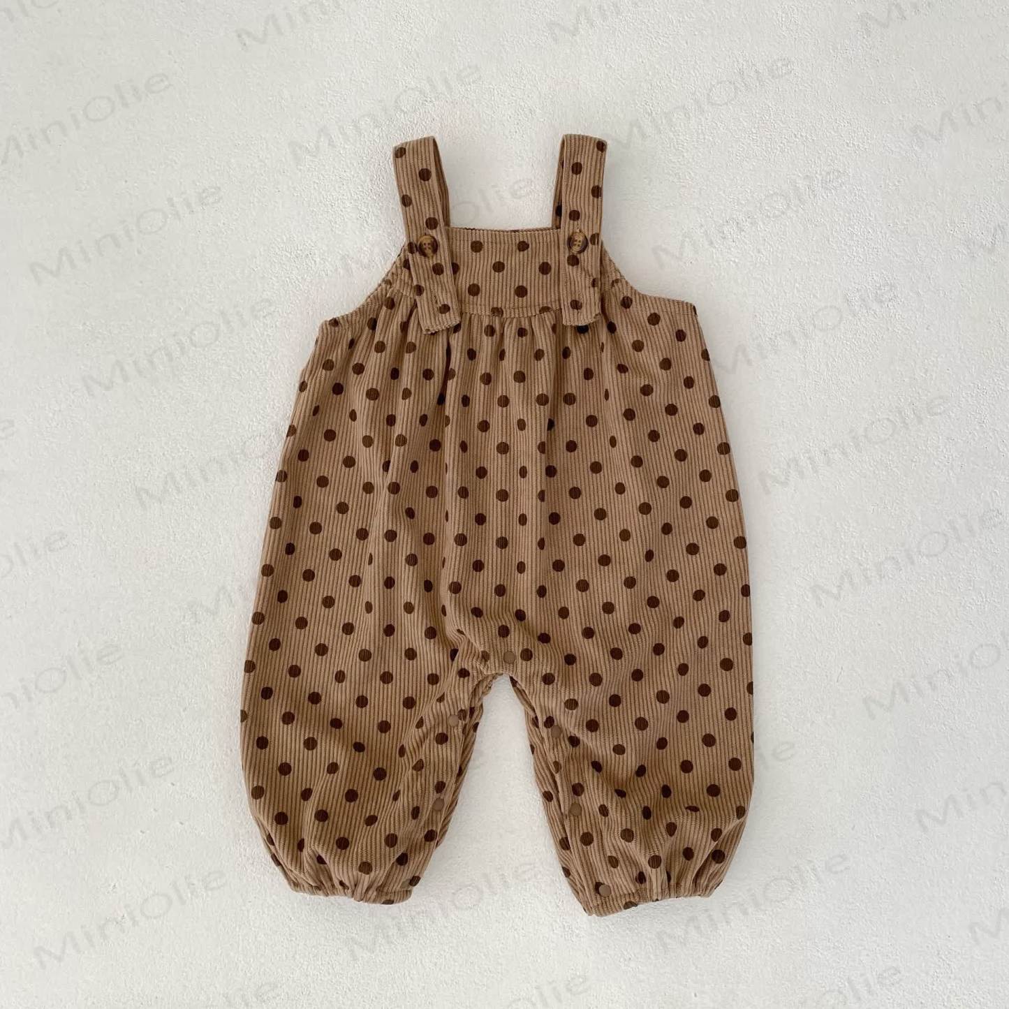 Baby Girl Polka Dot Overalls - Brown - 2-3T - image 2