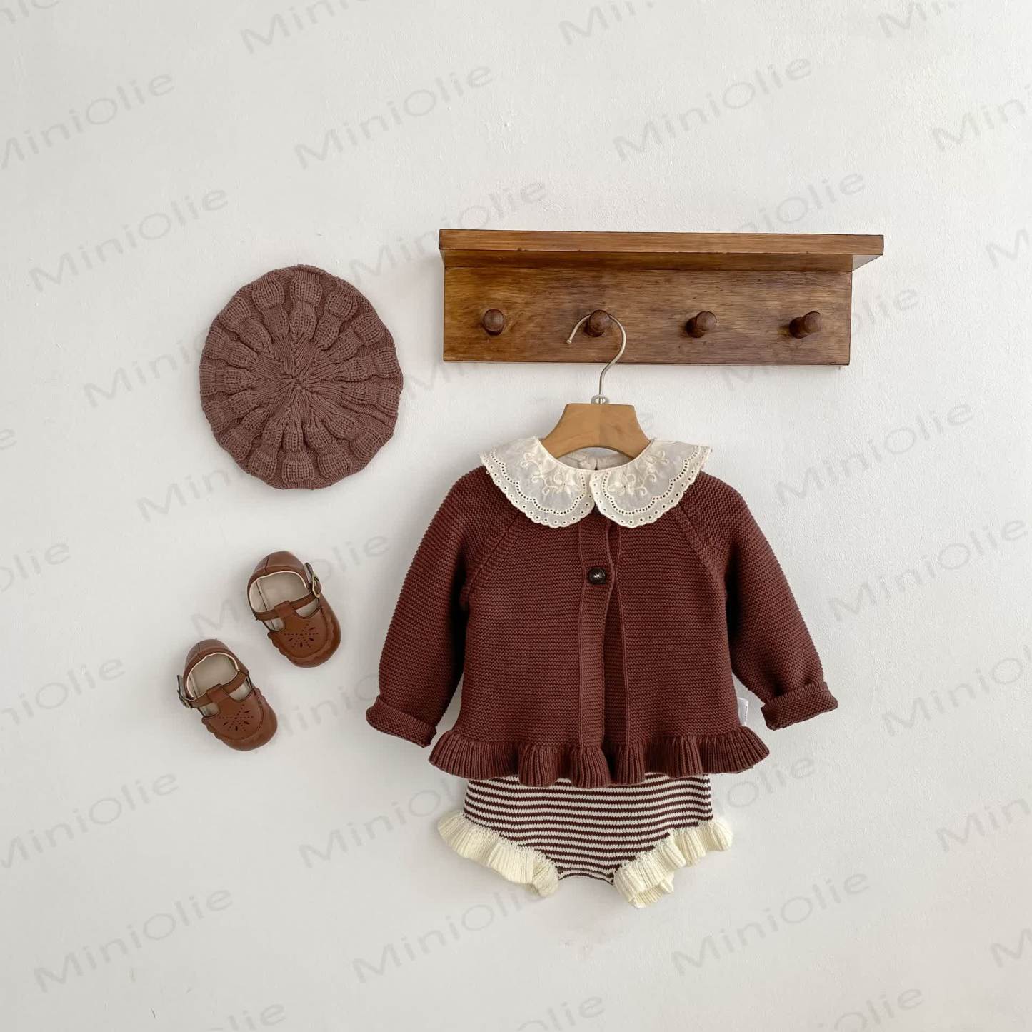 Baby Ruffled Cardigan/Striped Shorts - image 3