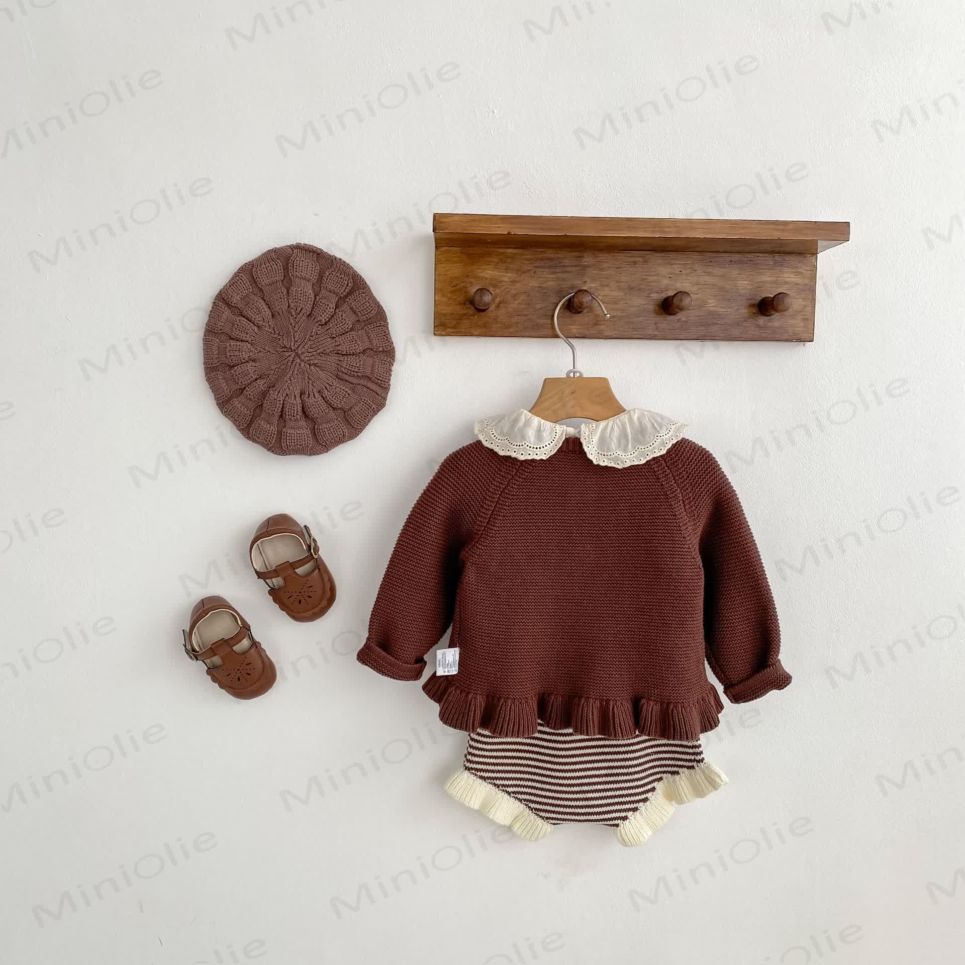 Baby Ruffled Cardigan/Striped Shorts - image 2