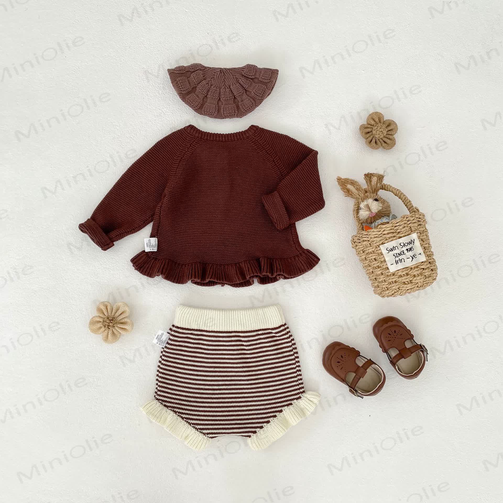 Baby Ruffled Cardigan/Striped Shorts - image 4