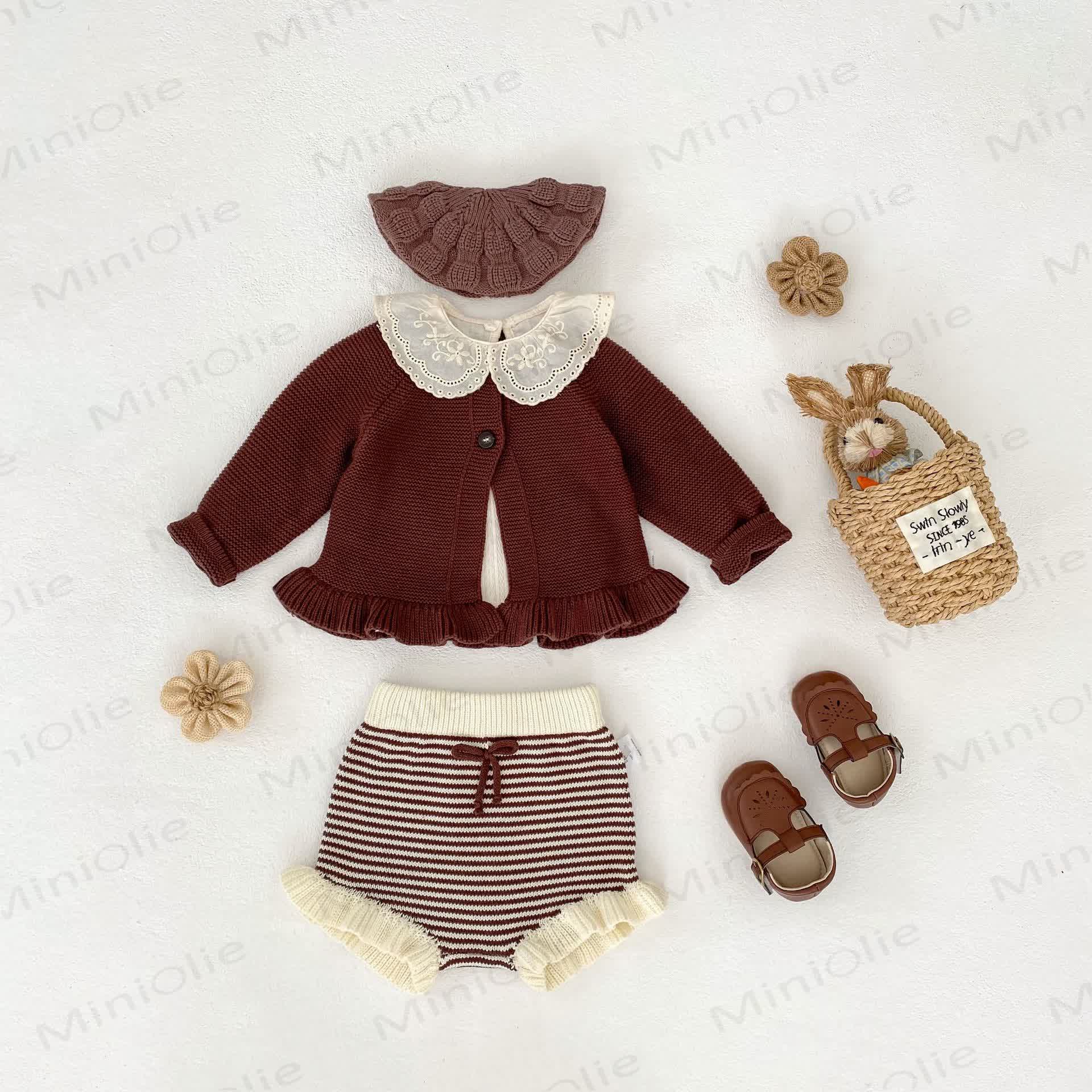 Baby Ruffled Cardigan/Striped Shorts - image 1