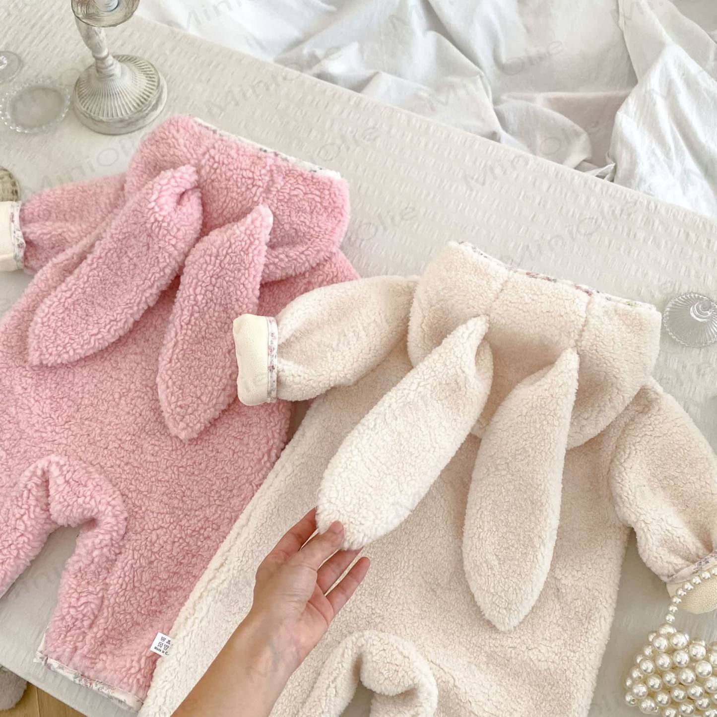 Baby Floral Bunny Ear Hooded Romper - image 5
