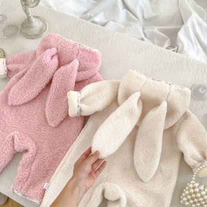 Baby Floral Bunny Ear Hooded Romper - image 5