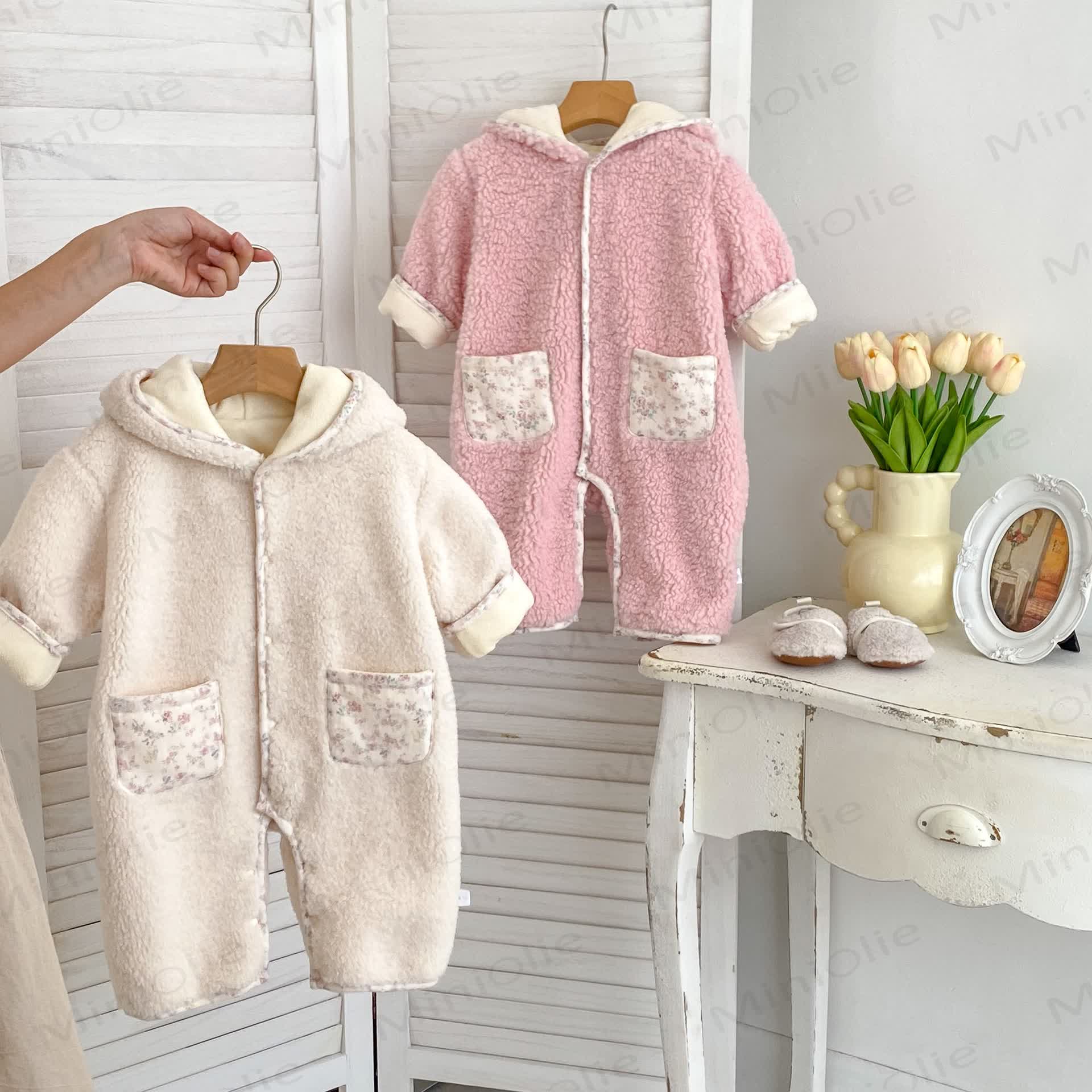 Baby Floral Bunny Ear Hooded Romper - image 6