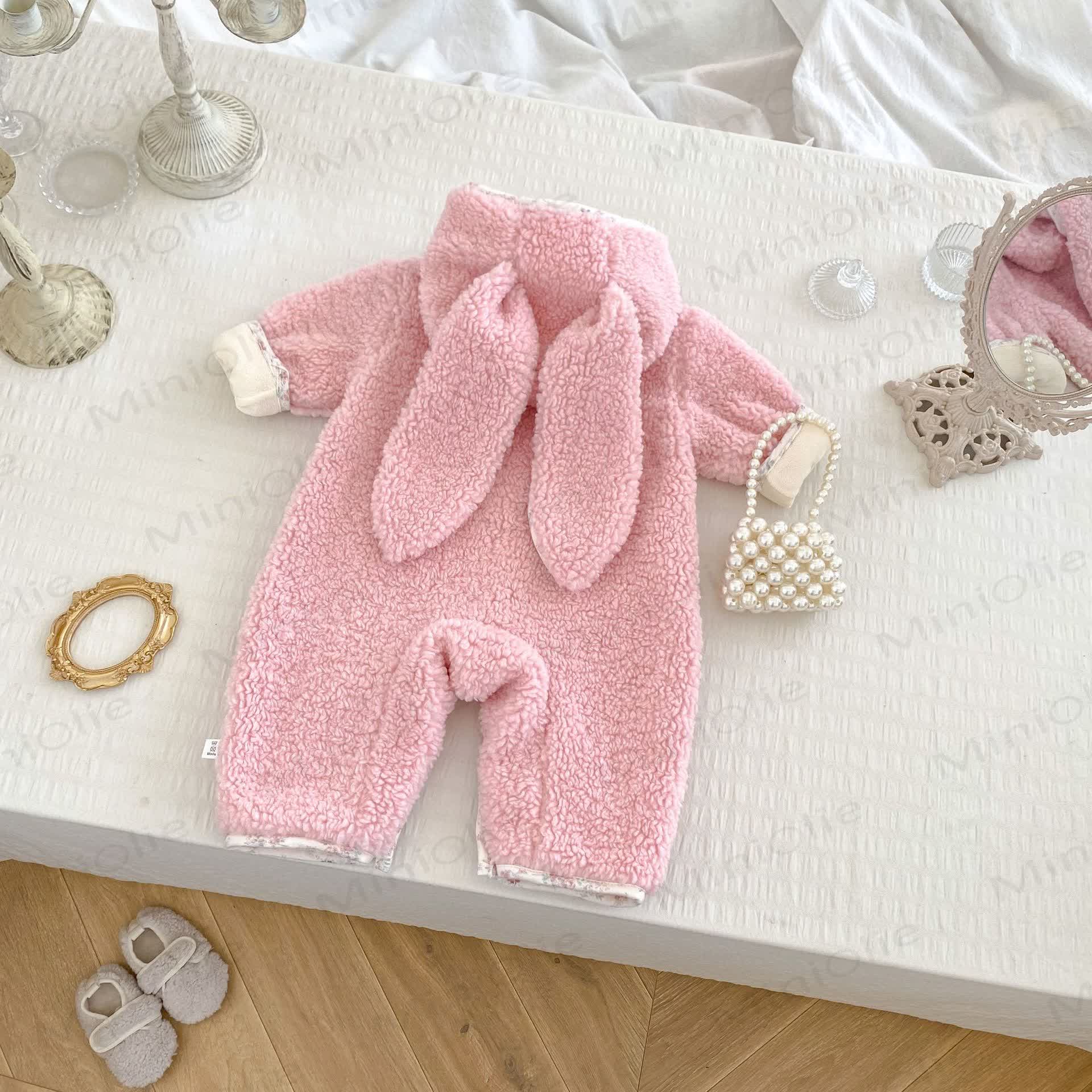 Baby Floral Bunny Ear Hooded Romper - image 4