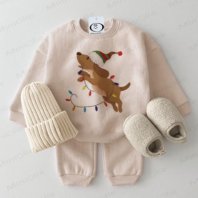  Baby Christmas Dog 2-piece Beige Set - Beige - 2-3T - image 1