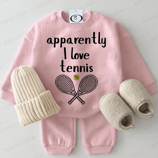 APPARENTLY I LOVE TENNIS Baby Sweatshirt 2-piece Pink Set - Pink - 2-3T - image 1