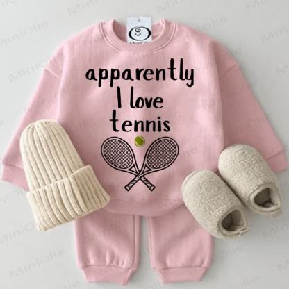 APPARENTLY I LOVE TENNIS Baby Sweatshirt 2-piece Pink Set - Pink - 2-3T - image 1