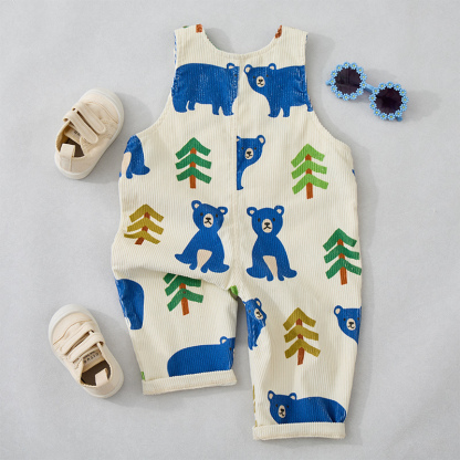 Baby Toddler Bear & Tree Corduroy Overalls  - image 3